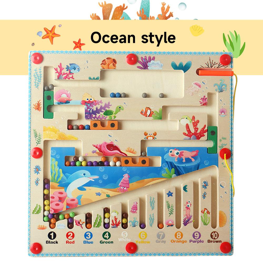 Learning Education Toys Children Wooden Magnetic Color and Number Maze  Color Matching  Wooden Toys Gift for Kids