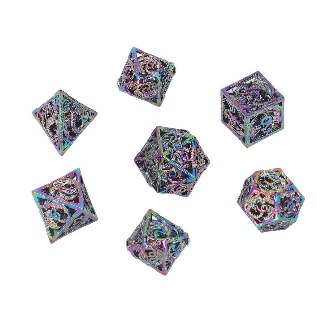 Metal Dice Set Hollow Polyhedral Crafted Portable Board Game Dice for Tabletop Game Gold