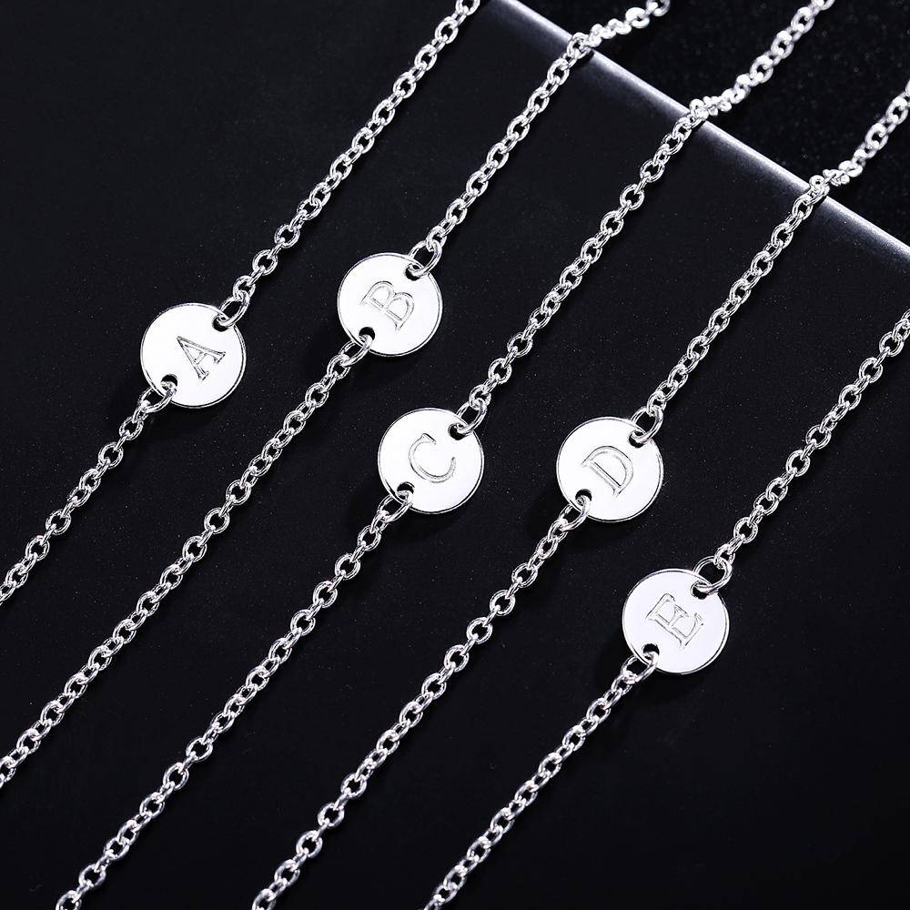 925 Sterling Silver 26 Letter Women Men Chain Bracelet Anklet Charm  Wedding Personality Jewelry Lady Gift Party