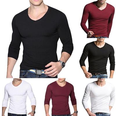 slim fit v neck long sleeve