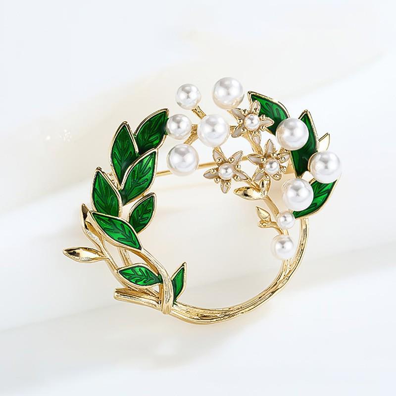 Korean Style Pearl Enamel Peony Brooch - Women's High-End DIY Corsage Pin