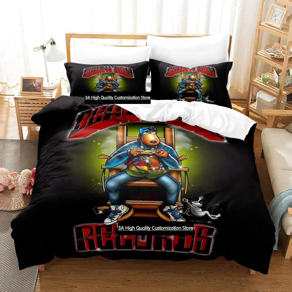 Hip Hop Death Row Records Bedding Set Cartoon Anime three-piece set Adult Boys Bedroom Duvetcover Sets