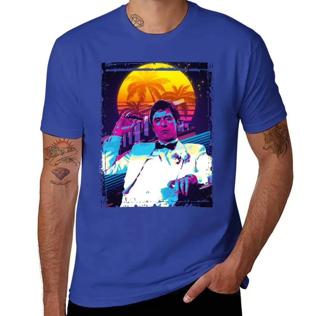 Classic Cinema Art Scarface Movie Print Featuring Al Pacino Tshirt Customs Boys Whites Workout Shirts For Unisex