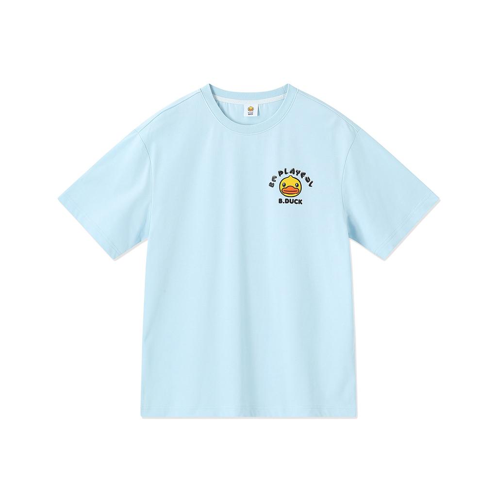 B. Duck Yellow Duck Children's Short Sleeved T-shirt for Boys and Girls 2026 New Summer Clothes Children's Solid Color Top