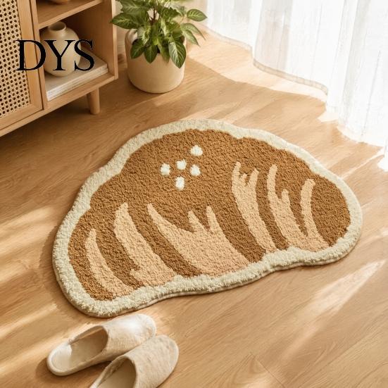 Quick Dry Bathroom Carpet Croissant Bath Mat, Non-slip Absorbent Soft Rug, Decorative Cheese Monstera Kitchen Mat Leaf Machine Washable Area