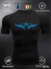 Men's Compression Shirt Quick Dry Neon Green Gym T-Shirt Blue Tribal Eyes Print Workout Sportswear
