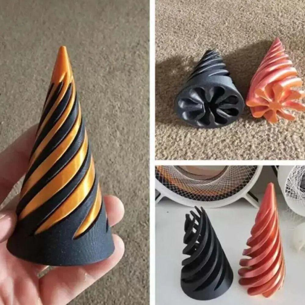 Decorative Ornaments Spiral Cone Fidget Toy Pyramid Passthrough Sculpture for Kids