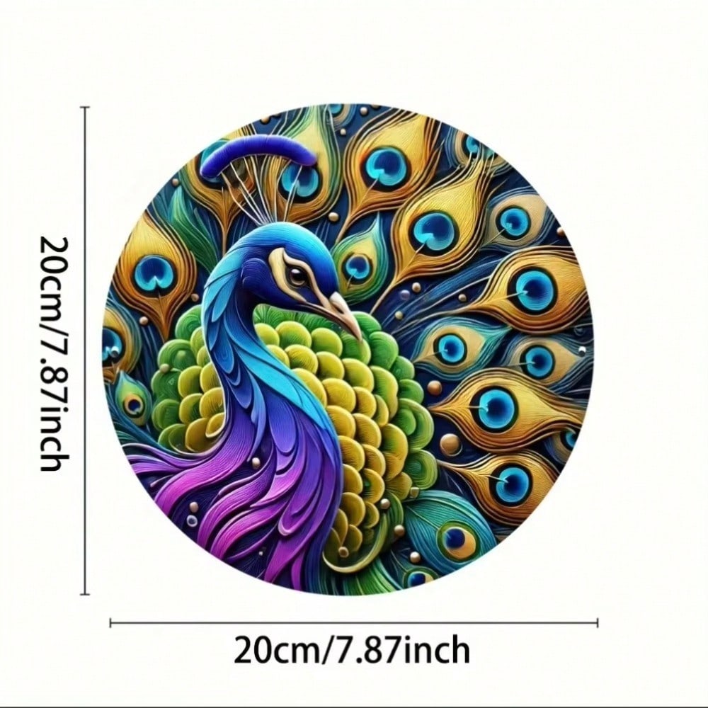 Metal Tin Sign Vibrant Peacock Decor Artwork Home Bar Wall разноцветный