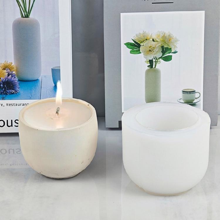 Round Gypsum Silicone Mold DIY Succulents Concrete Flower Pot Vase Cement Molds