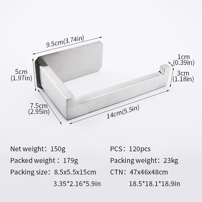 Toilet Roll Paper Towel Toilet Wall Holder Stainless Steel Organizers Holder Bathroom Self Adhesive Punch-Free Rack Tissue