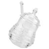 Yinhing 245ml   Honey Jar, Transparent Beehive Shaped Honey Jar with Dripper Stick, Beehive Design Pot for Storing and Dispensing Honey