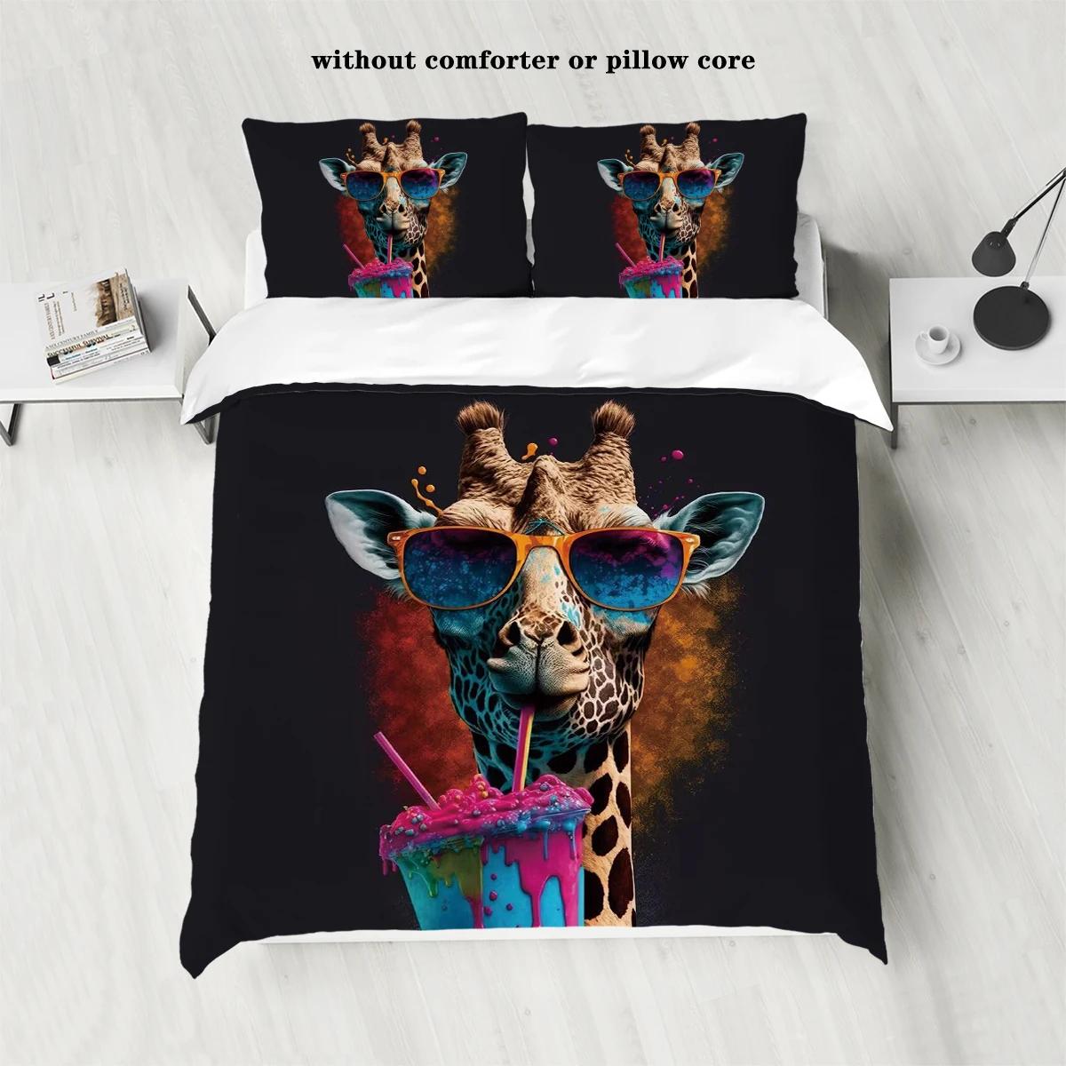 

Comforter 3-Piece Down With Rock Animal Giraffe Cat Pattern Print (1 +2 S No Core) Bedding Set Comforter (quilt)-EU Single(135*200cm)3pcs