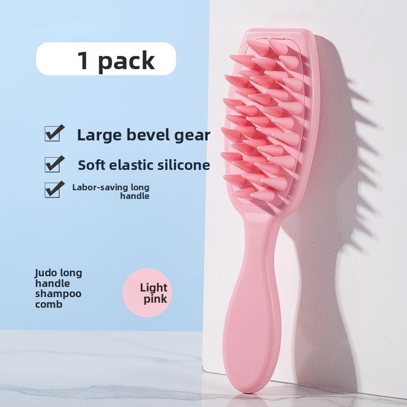 Silicone Hair Brush Long Handle Silicone Hair Comb Hair Massage Comb Cleansing Scalp Essential Oil Shampoo Brush