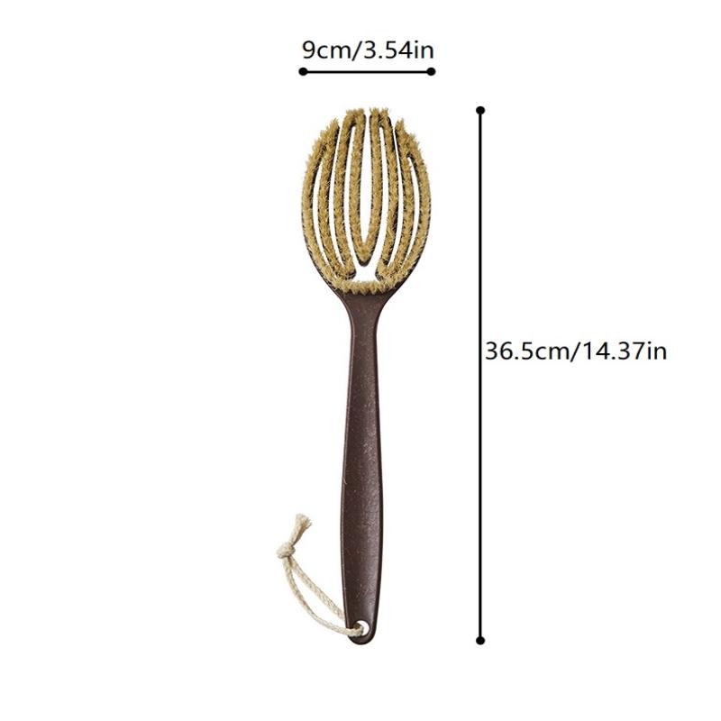 ’ 1Pc Bath Shower Brush Bathing Brush Dry Skin Body Soft Natural Bristle Massager Care Tool Soft Natural Bristle PE Handle