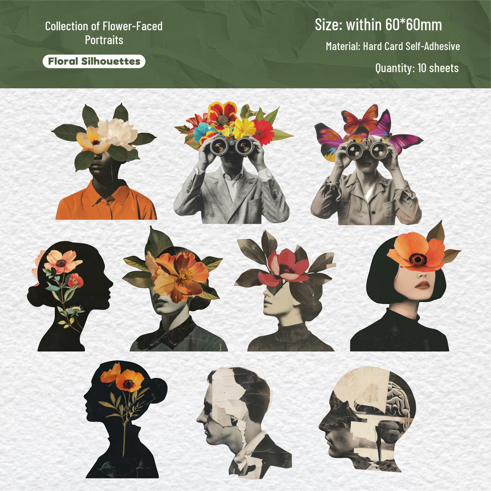 Retro Dream Collage Stickers: Poetry Series for DIY Journal Decoration - 6 Styles
