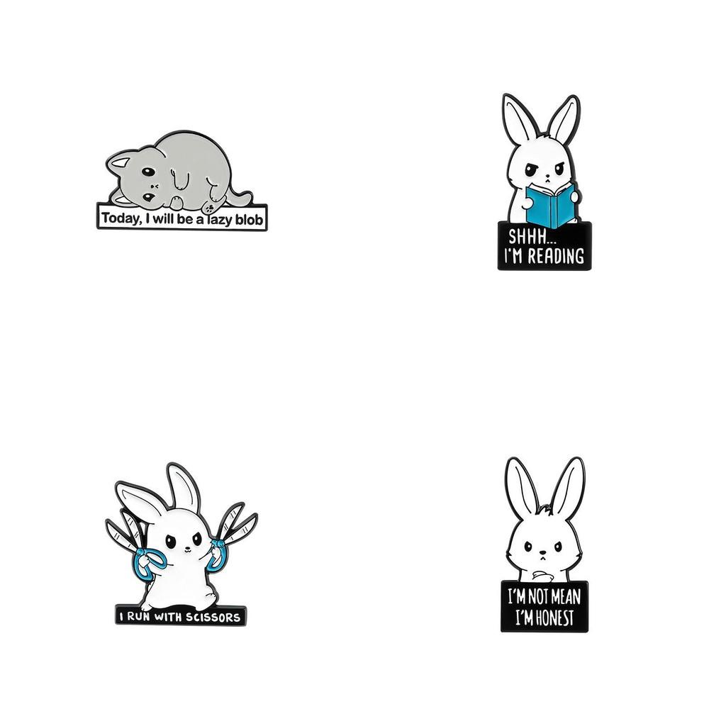 Adorable Animal Alloy Brooch Featuring Creative Rabbit And Hamster Designs For Students Fashionable