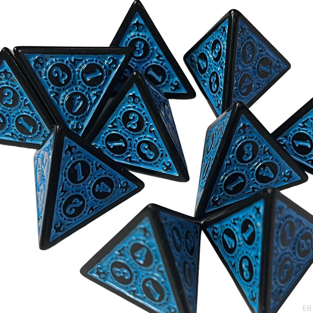 10 Dadi D4 in Acrilico, Dadi Poliedrici per Gioco di Ruolo, Multilato