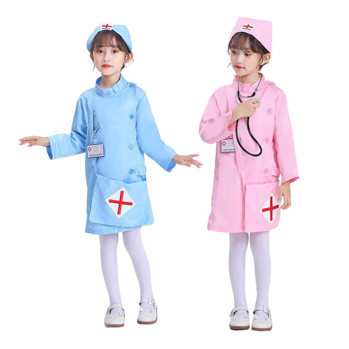 

Костюм медсестры Cosplay monoi для детей, девочек, костюм на Хэллоуин, костюм доктора, форма, белый халат, набор стетоскопа, e0633