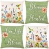 Spring Home Tulip Pattern Linen Print Indoor Sofa Living Room Season Decorative Throw Pillow Cover