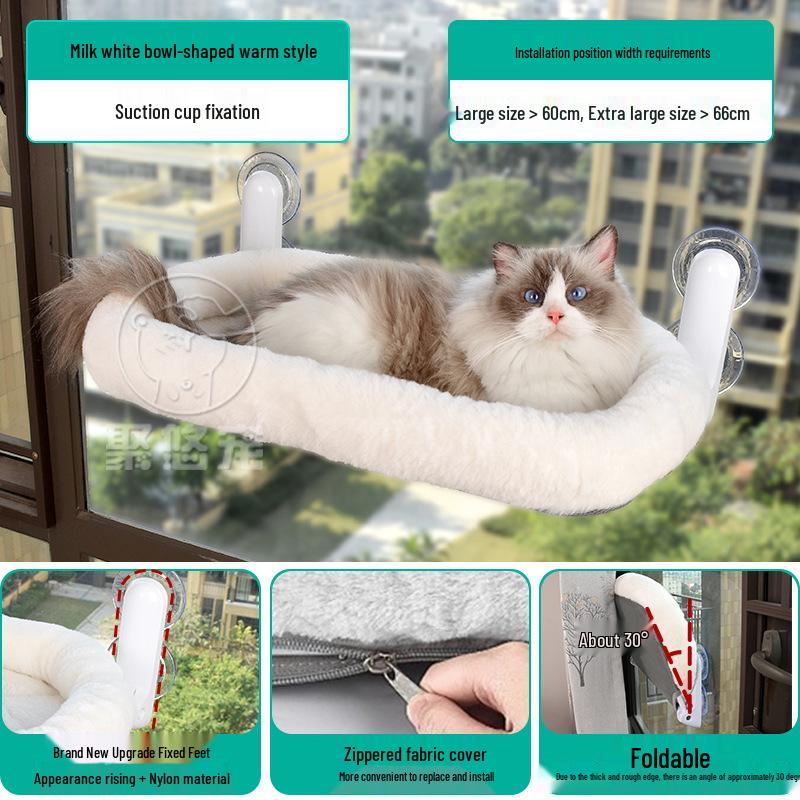 Cat Hammock Bed: Window Suction Cup Sunbathing Lounge for Pets