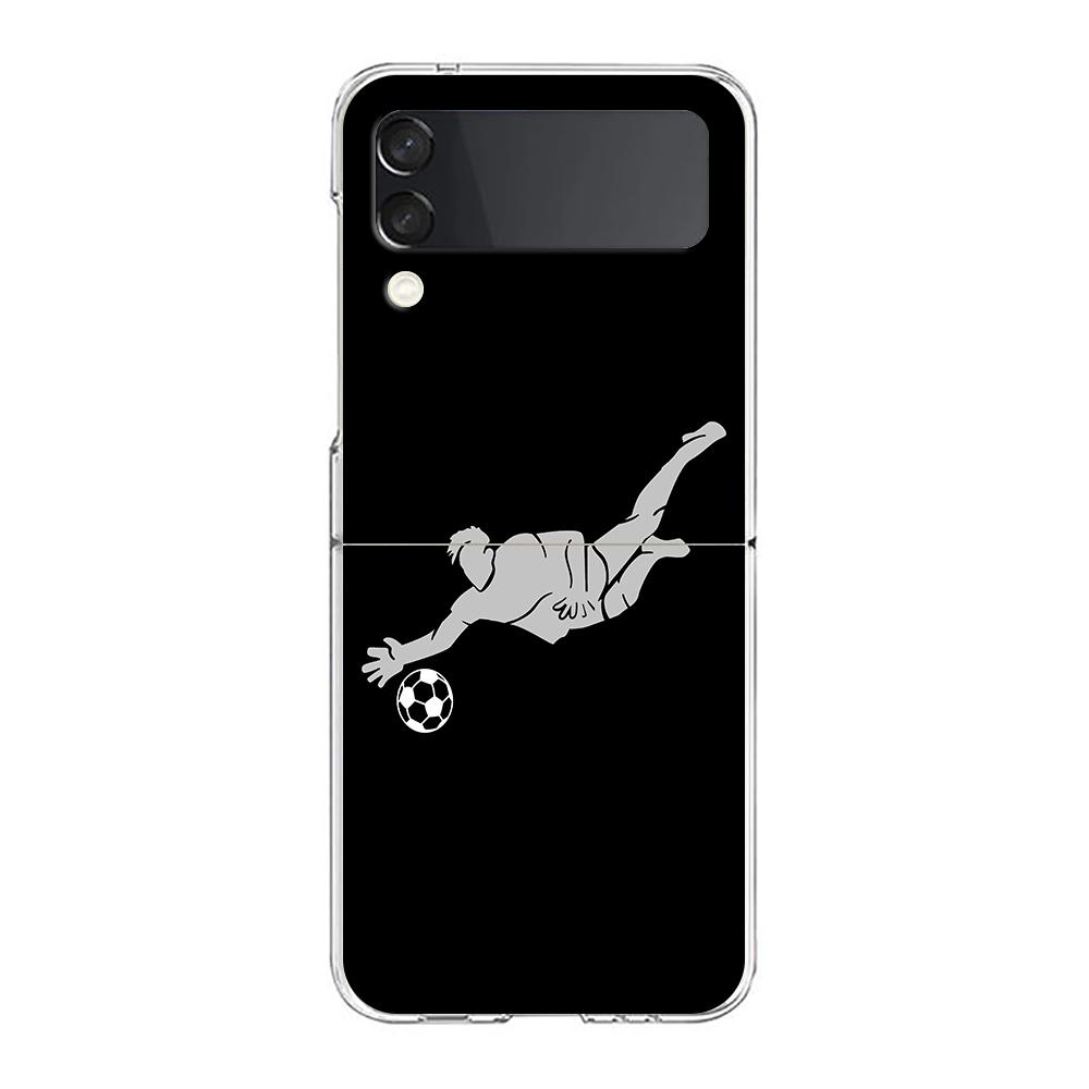 Football Player Soccer Art Clear Phone Case For Samsung Galaxy Z Flip 3 4 5 Hard Folding Shell For Samsung Z Flip3 Back Cover