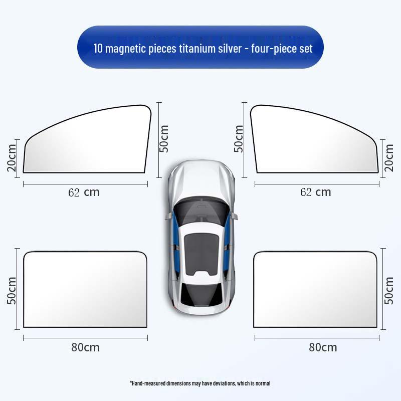 Full Blackout Titanium Silver Car Sunshade Magnetic Curtains for UV Protection
