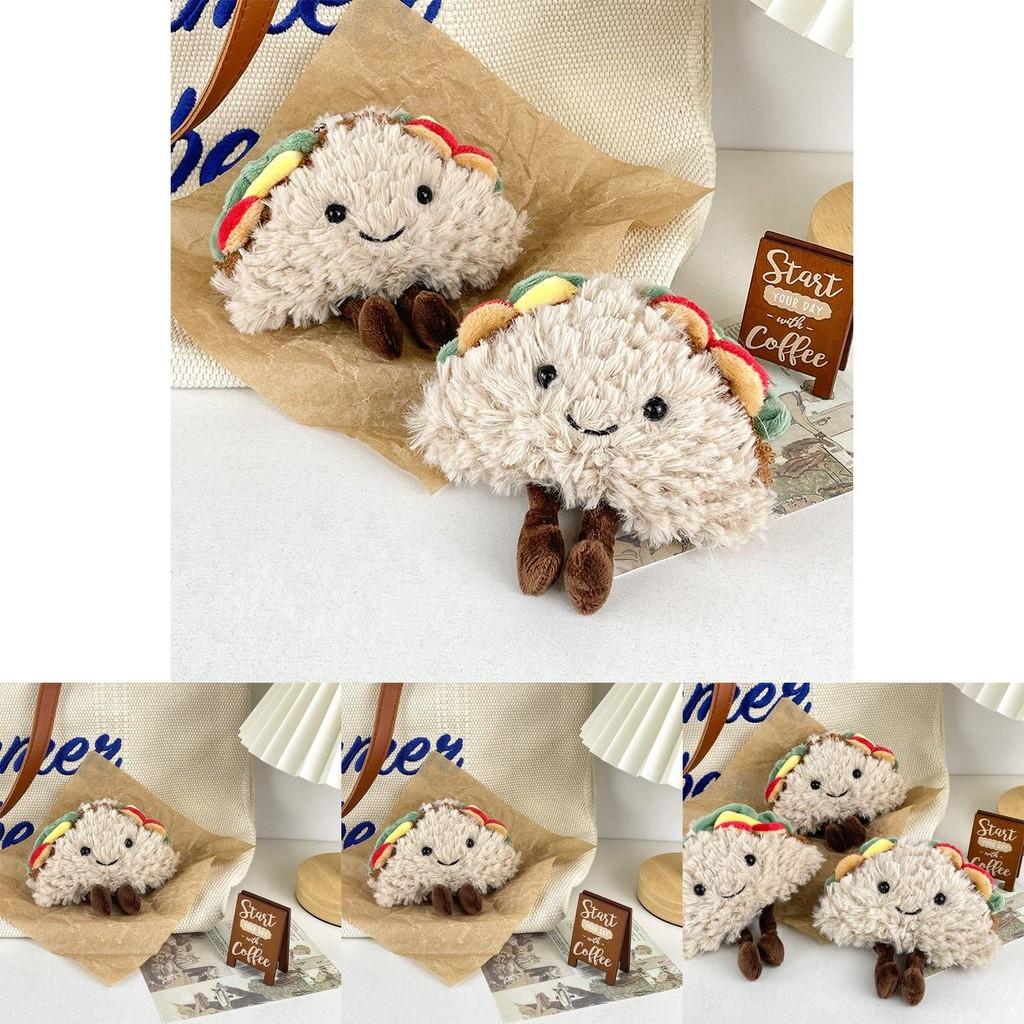 Adorable Plush Sandwich Keychain Cute Food Doll Taco Style With Soft Pp Cotton Filling