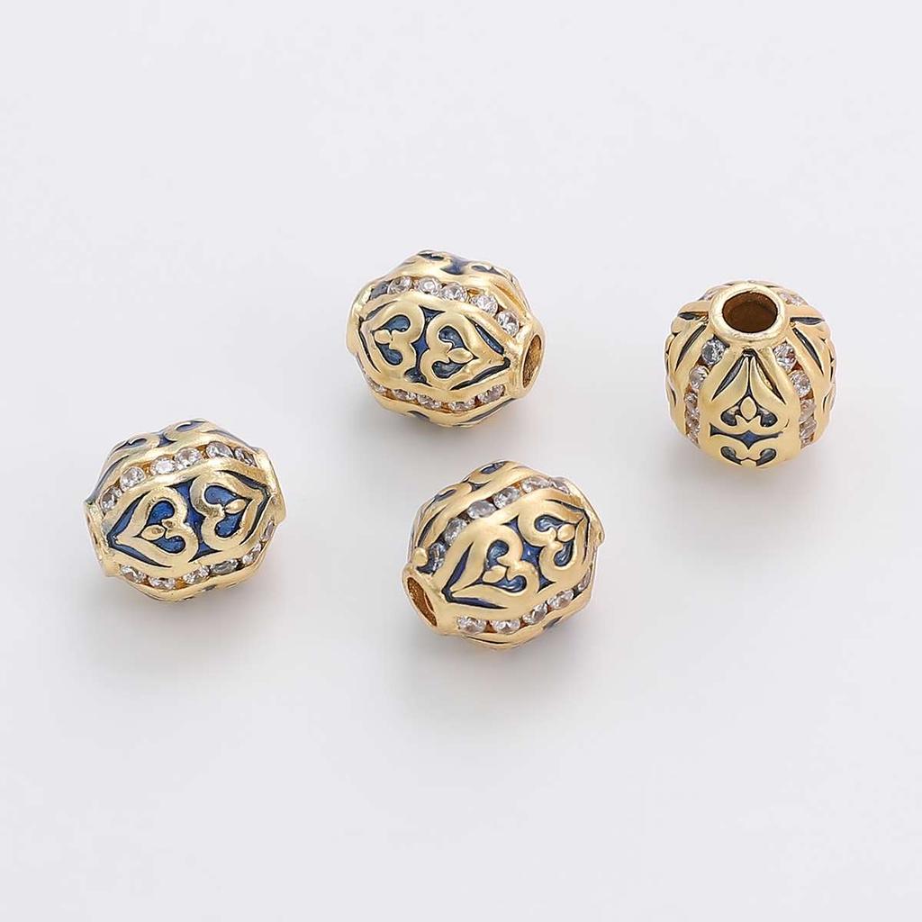 Perline Dorate Sabbiate in Ottone Diamante Intagliato Distanziatore Perline Sfuse Per Collana Braccialetto Fai da Te Gioielli Artigianato Accessori