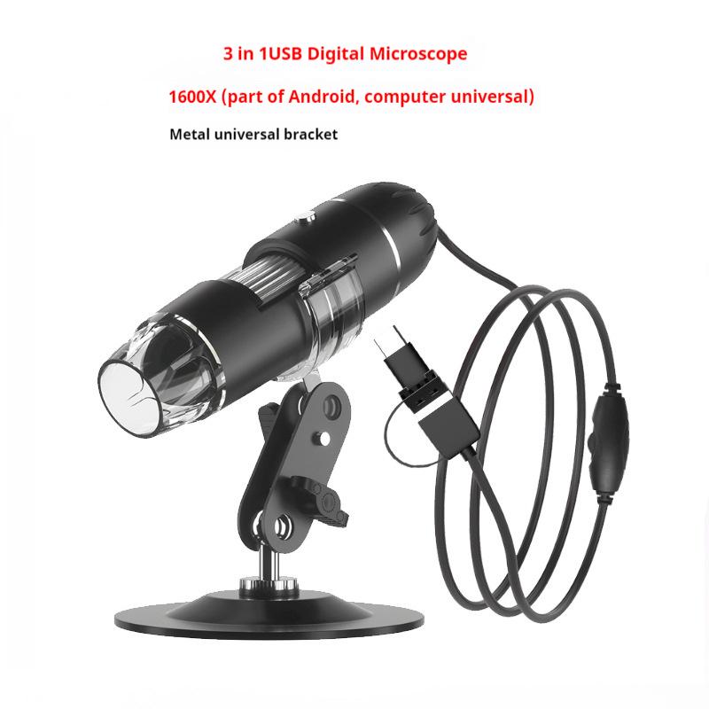 1600X Usb Digital Microscope 3 In 1 Portable Electronic Microscope for Soldering Led Magnifier Type-C Magnifier