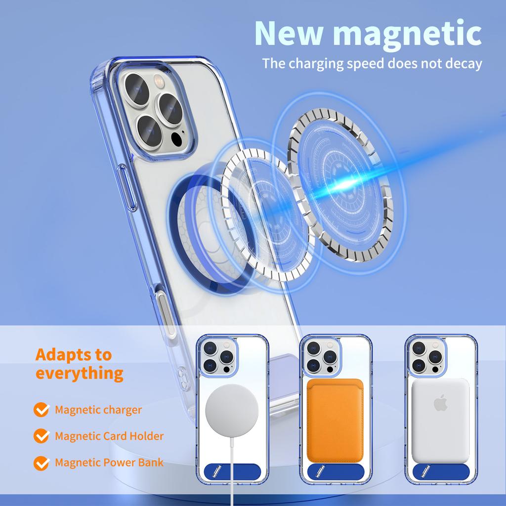 For iPhone 16 Pro Case Compatible with MagSafe Folding Kickstand Anti Drop PC + TPU Back Cover