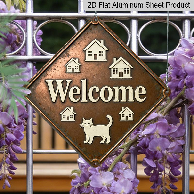 

2D Flat, 1pc Vintage House-Themed Metal Wall Sign - Housewarming Gift Suitable for Front Door, Entryway, Living Room - Aluminum House Plaque for 20*20cm