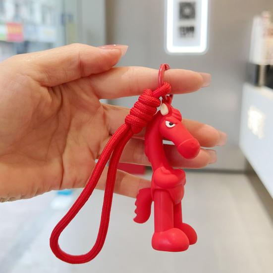 Keychain Arm-crossing Horse Charm Key Chain with Muscular Body Design Compact Size 2026 Year of Horse Key Pendant Bag Accessories