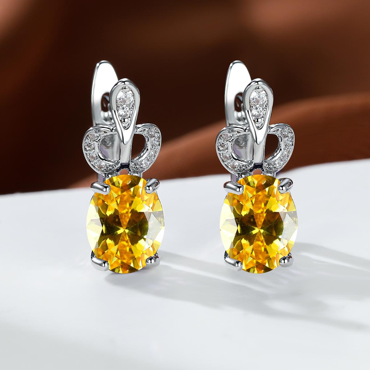 

Изысканные круглые серьги для женщин, простые цветочные серьги, свадебные серьги с радужными камнями жёлтый