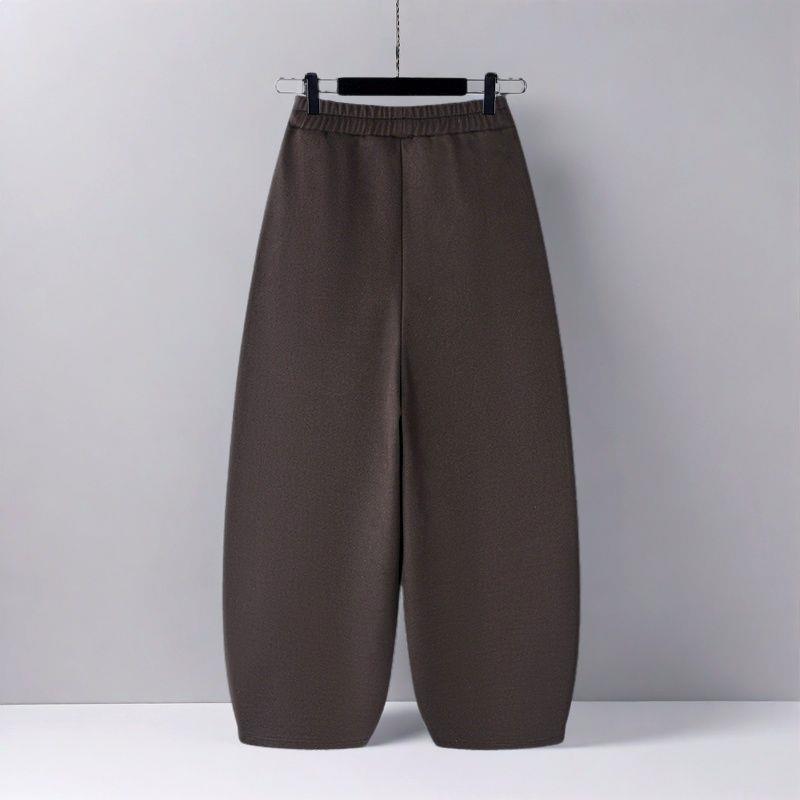 Spring & Autumn High-Waisted Knit Woolen Harem Pants - Slimming, Casual, Wide-Leg, Cropped Women's Pants
