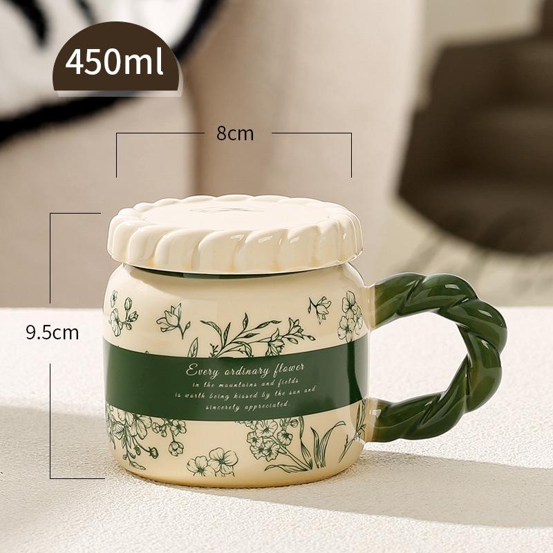 

French Retro Ceramic Cup Office Water Cup High Value Mug Home Dormitory Coffee Cup Couple Cup Men 301-400ml