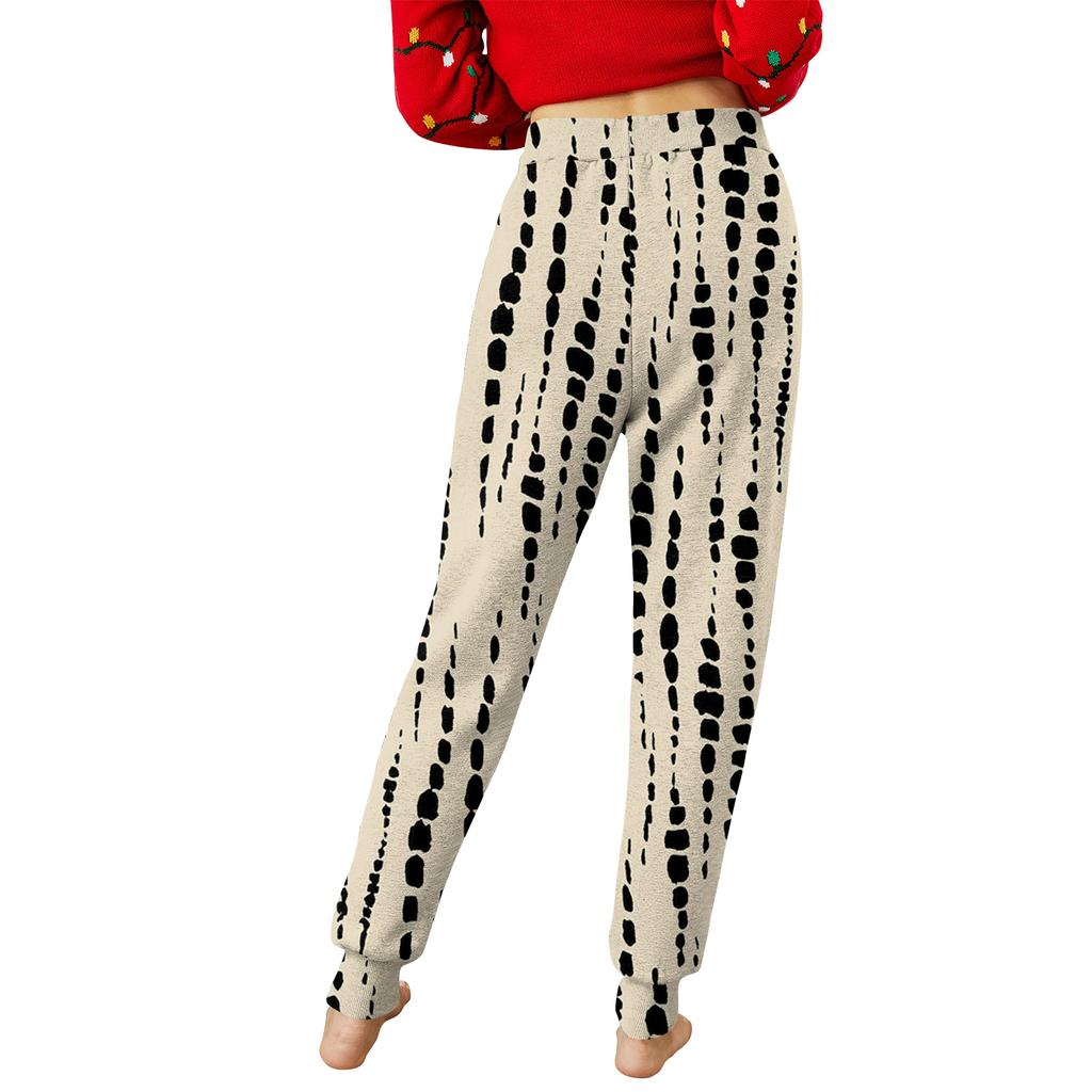 Women's Casual Fashion Home Christmas Print Plush Sweatpants