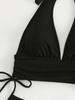 2024 Sanya Sexy Solid Lace-Up Halter Bikini Women's Swimsuit Hot Style
