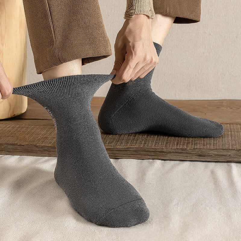 Langsha Men's 100% Cotton Thick Terry Thermal Mid-Calf Socks