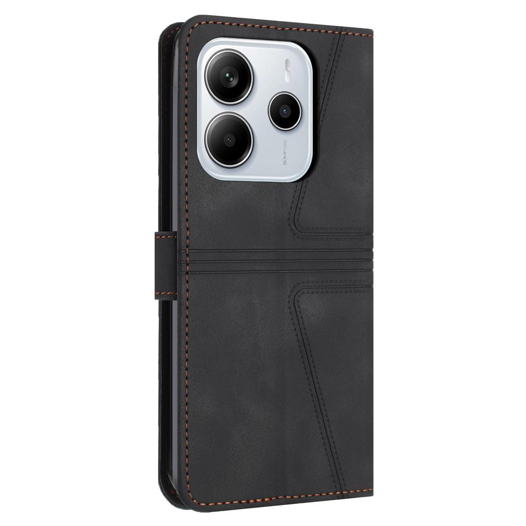 For Xiaomi Redmi Note 14 4G (163.25mm) Case Triangle Imprinted Anti-Scratch Phone Wallet Cover