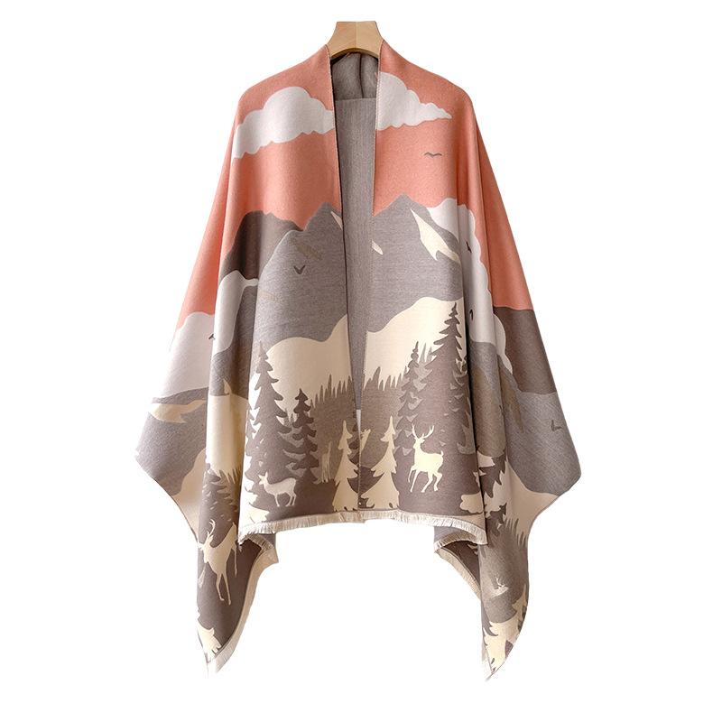 Imitation Cashmere Scarf Women'S Fashion Versatile Thickened Warm Long Scarf Shawl Fringed Decorative Scarf