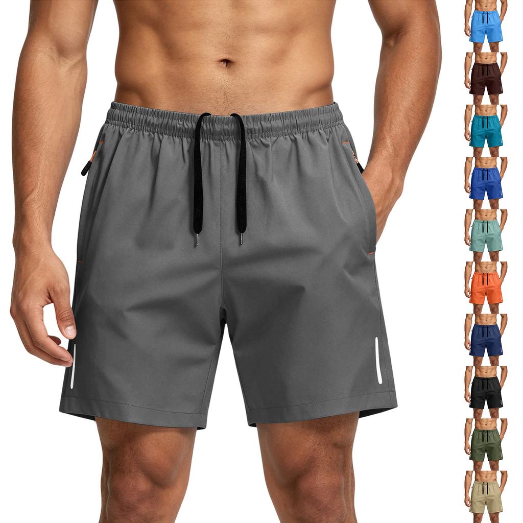 Men's Big Size Summer Quick Dry Beach Shorts Casual 5 Inch Sports Shorts Lightweight Breathable Elastic Waistband Drawstring