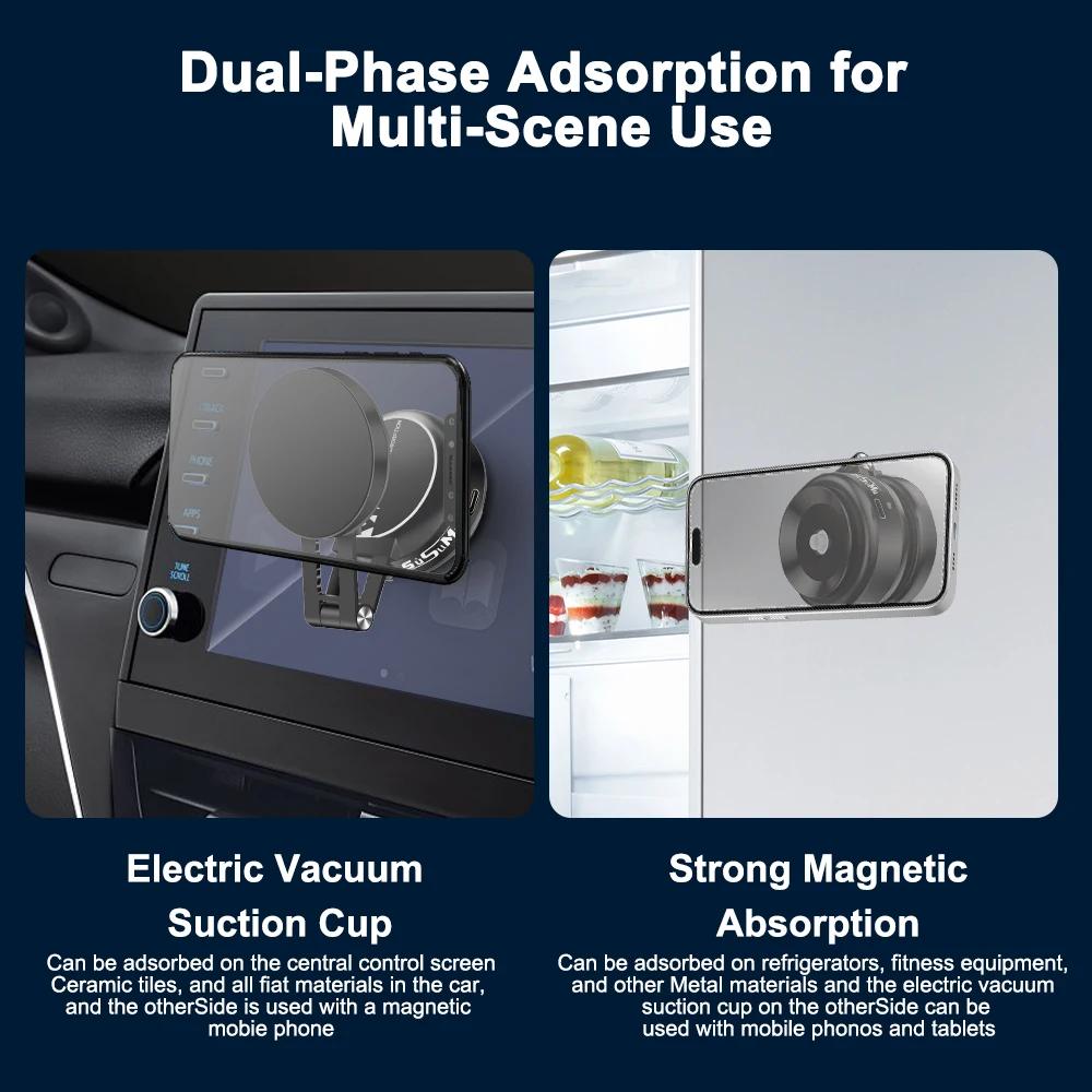 Double Vacuum Sucker Car Phone Holder 360° Retractable Bracket Electric Vacum Magnetic Cellphone Stand for iPhone Samsung Xiaomi