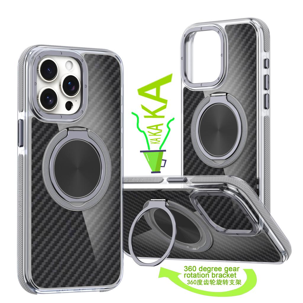 Applicable To iPhone17ProMax Xuncai Carbon Fiber Pattern Magnetic Suction Bracket Mobile Phone Case Apple 16Pro Anti-drop Cover
