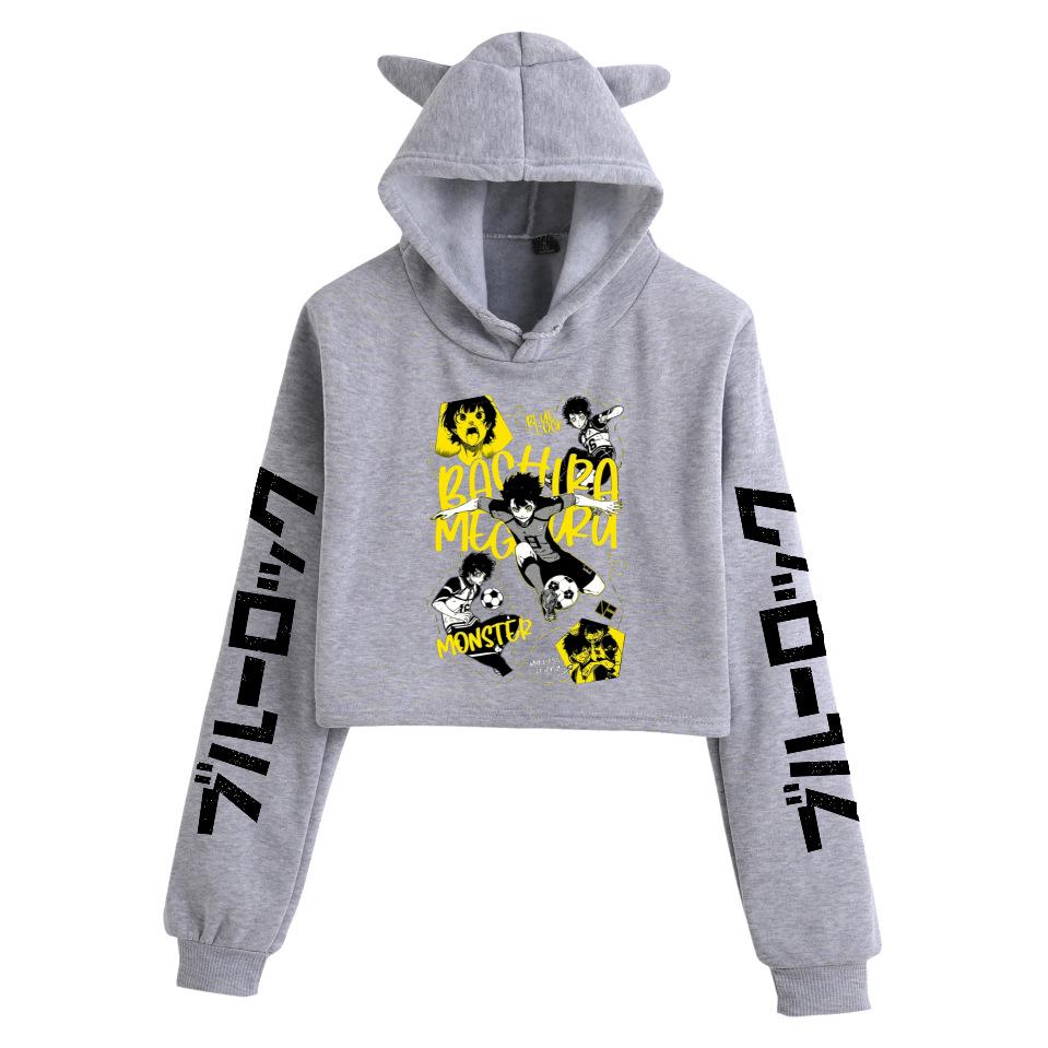 Blue Lock Cat Ear Hoodie for Women - Two-Dimensional Print, Casual, Autumn/Winter