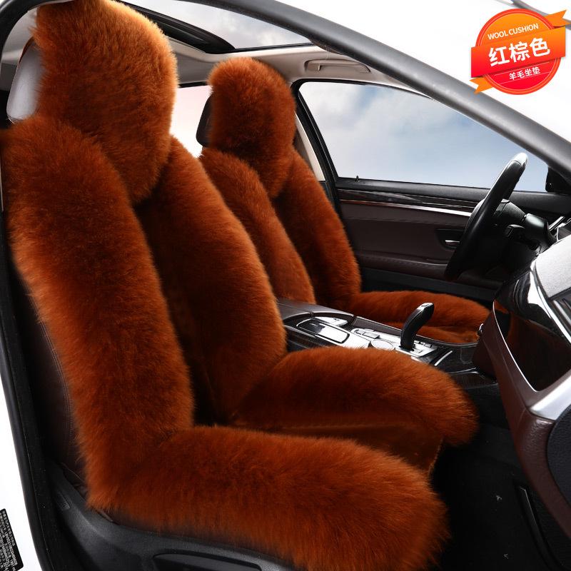 Cuscino Universale per Sedile Auto in Lana e Peluche Invernali - Antiscivolo, Caldo, Coprisedile Lunga Pila per Sedile del Conducente