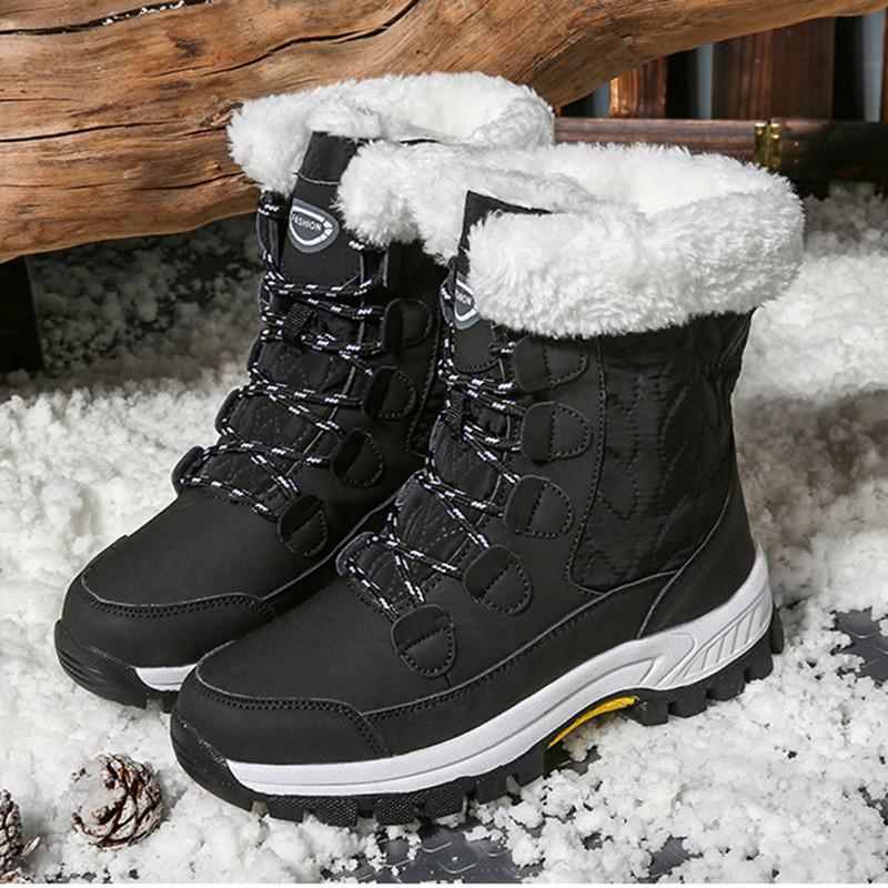 Women's 2024 Winter Outdoor Snow Boots: New Plus Velvet, Cotton, Large Size, Front Zipper