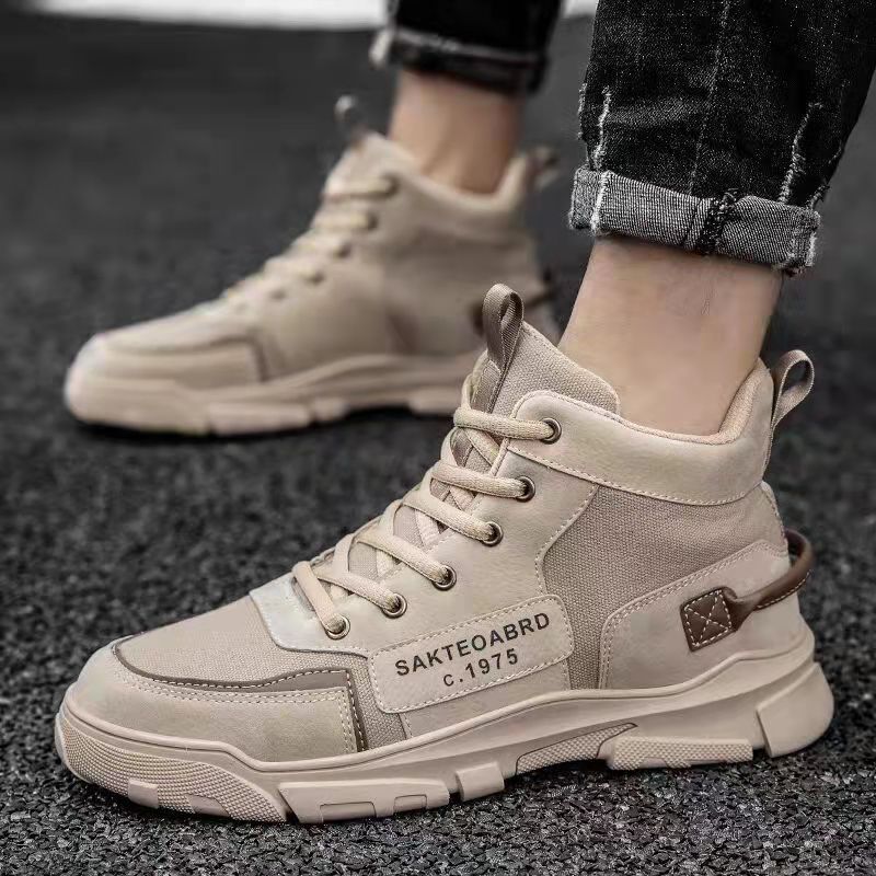 Весенние ботинки Мартин мужские высокие британские уличные мужские ботинки рабочие модные ботинки универсальные повседневные кеды 39 хаки 2219₽