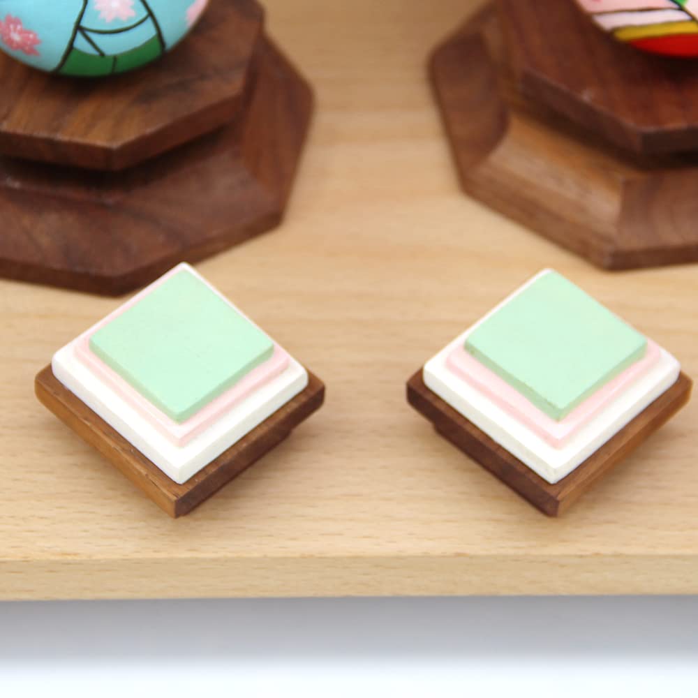 OKBABY Wooden Hina Doll Pair of Cherry Blossom Flowers for Hina Hinamatsuri Wooden Round Stand Accessories, Dolls, Decorations,