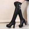 Stivali alti fino alla coscia sexy da donna, autunno inverno, stivali sopra il ginocchio elastici per donna, tacchi neri, scarpe lunghe, zapatillas de mujer