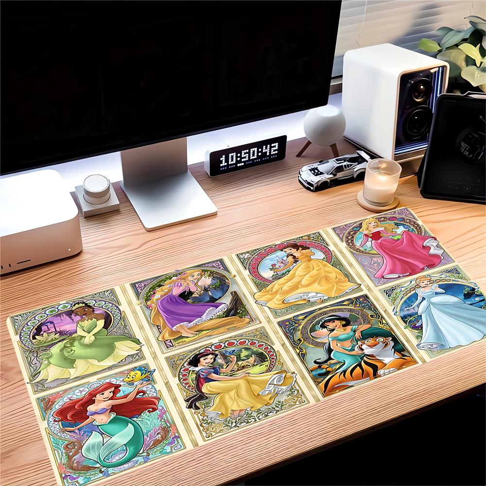 Disney Princesses Art Large Gaming Mouse Pad Nonslip Rubber Base Waterproof Desk Mat For Office Pc Laptop